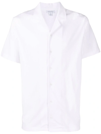Sunspel Spread-collar Shirt In Weiss