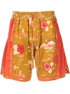 Just Don Hawaiian Graphic Print Shorts In Neutrals