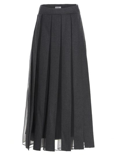 スカート BRUNELLO CUCINELLI Woman Skirt Grey MSH201389P CBN25 Brunello Cucinelli Cashmere Skirt - Grey - Women