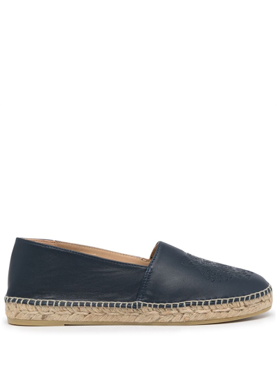 Kenzo Tiger Leather Espadrilles In Blue