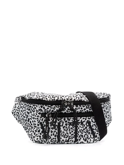 Valentino Garavani Black And White Vltn Leopard Print Cross Body Bag