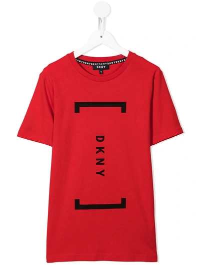 Dkny Teen Logo-print Cotton T-shirt In Red