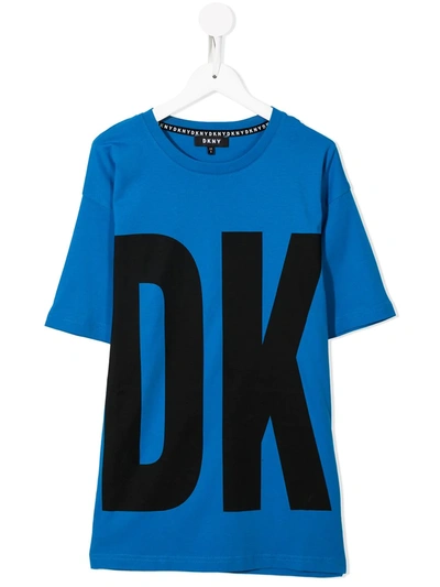 Dkny Teen Logo Print T-shirt In Blue