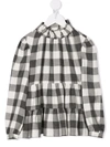 Il Gufo Checked Tiered Blouse In Grey