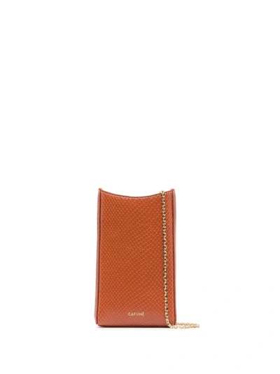 Cafuné Camber Sling Snakeskin-effect Leather Crossbody Bag In Orange