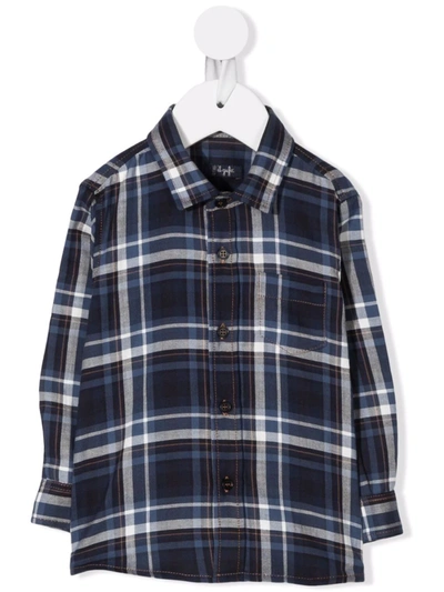 Il Gufo Babies' Plaid Button Front Shirt In Blue