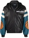 JUST DON CHICAGO LEATHER HOODED BOMBER JACKET
