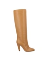 Fendi Karligraphy Logo-embossed Leather Knee Boots In Brown