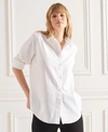 Superdry Women's Hemd Aus Leinen Im Boyfriend-stil Weiss