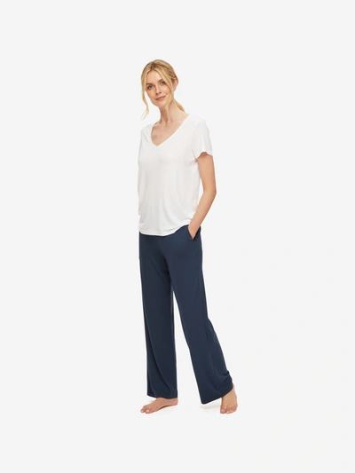 Derek Rose Women's Lounge Trousers Basel Micro Modal Stretch Navy