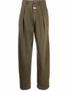 Etro Pleat-detail High Waisted Trousers In Green