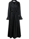 Simkhai Alex Pleated Poplin Cut-out Maxi Shirtdress In Black