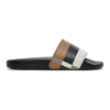 Burberry Logo Furley Rubber Slide Sandals In Camel Check