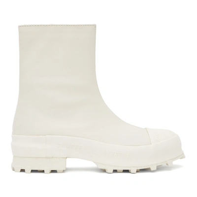 Camperlab Traktori Zipped Leather And Rubber Ankle Boots In White