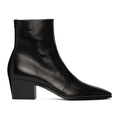 Saint Laurent 75mm Beau Zip-up Patent Leather Boots In Black