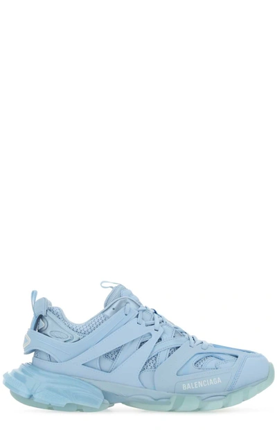Balenciaga Men's Track Clear Sole Low Top Sneakers In Blue