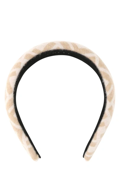 Fendi Ff Logo-print Headband In Beige
