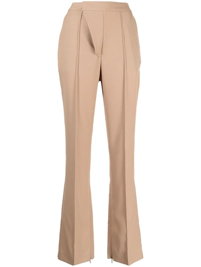 Ambush High-waisted Flared Trousers In Braun