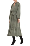 DONNA MORGAN SPLIT NECK LONG SLEEVE MIDI DRESS