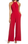 Julia Jordan Halter Neck Jumpsuit In Crimson