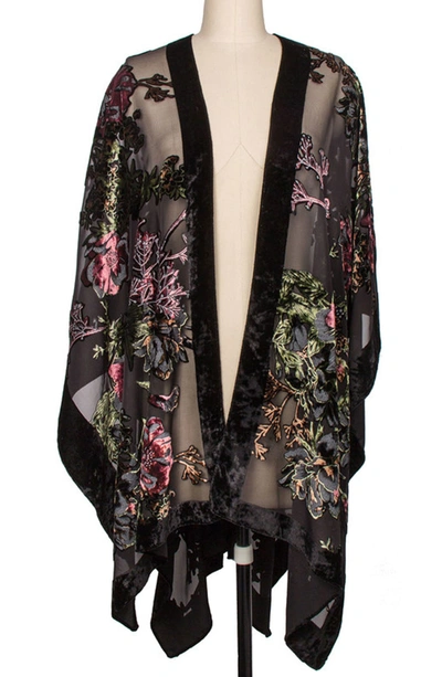 Saachi Ione Velvet Burnout Kimono In Black