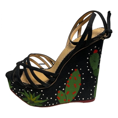 Pre-owned Charlotte Olympia Cloth Sandal In Black
