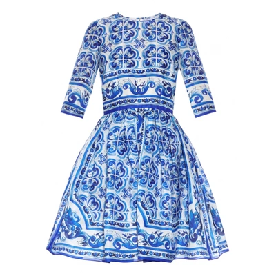 Pre-owned Dolce & Gabbana Silk Dress In Blue