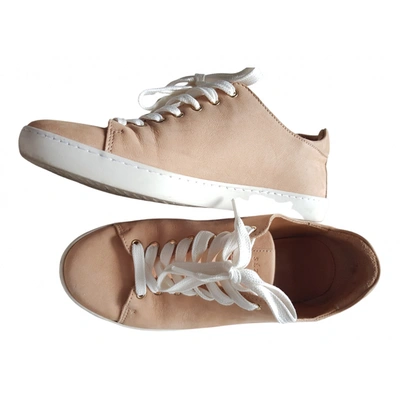 Pre-owned Sézane Spring Summer 2020 Leather Trainers In Beige