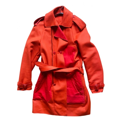 Pre-owned Bottega Veneta Wool Coat In Orange