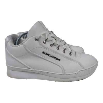 Pre-owned Saint Laurent Jump Leather Low Trainers In White