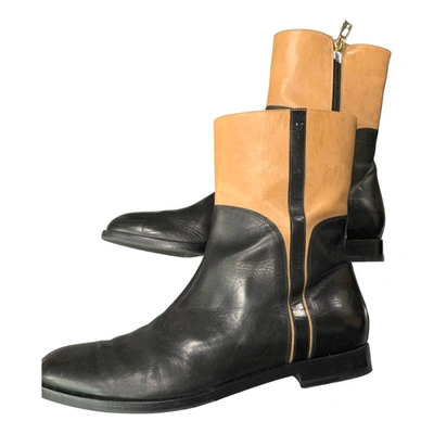 Pre-owned Fratelli Rossetti Leather Ankle Boots In Black