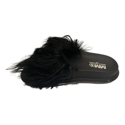Pre-owned Mm6 Maison Margiela Vegan Leather Sandals In Black
