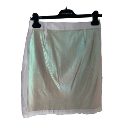 Pre-owned Bottega Veneta Leather Mini Skirt In Metallic