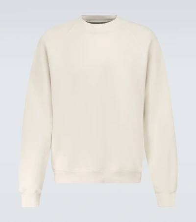 Les Tien Crew-neck Brushed-back Cotton Sweatshirt In Ivory