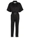 Frame Cropped Belted Twill Jumpsuit In Black