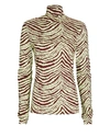 Proenza Schouler White Label Geometric Zebra Jersey Turtleneck Top In Multi