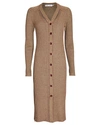Proenza Schouler White Label Micro Stripe Rib Knit Cardigan Dress In Beige