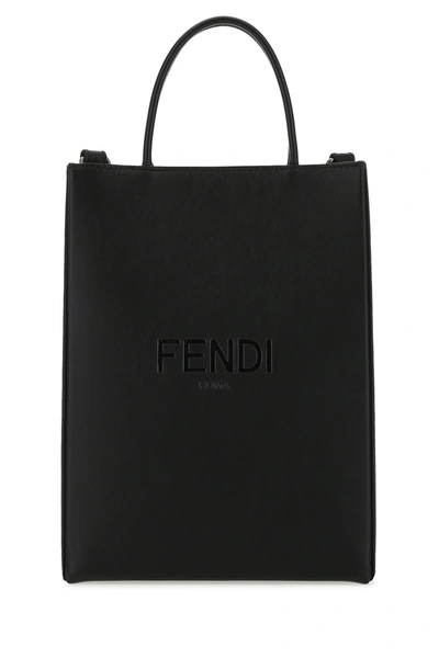 Fendi Black Leather Small Handbag  Black  Uomo Tu