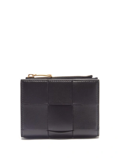 Bottega Veneta Cassette Intrecciato Leather Wallet In Black