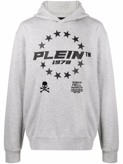 Philipp Plein Logo-print Pullover Hoodie In Grey