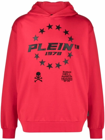 Philipp Plein Logo-print Pullover Hoodie In Red