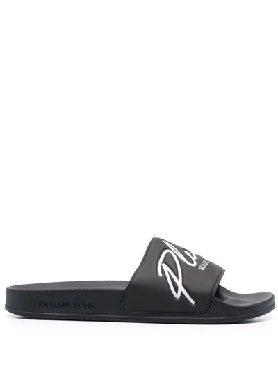 Philipp Plein Embossed Logo Slides In Black