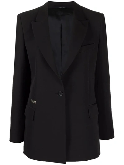Philipp Plein Logo Patch Tailored Blazer In Black