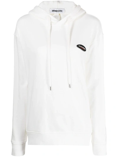 Ground Zero Logo-patch Cotton Hoodie In White