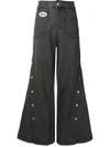 Ground Zero Button-leg Flared Jeans In Grey