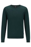 Hugo Boss Crew-neck Sweater In Virgin Wool- Dark Green Men's Sweaters Size Xl
