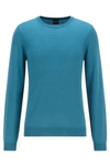 Hugo Boss Crew-neck Sweater In Virgin Wool In Blue