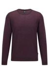 Hugo Boss Crew-neck Sweater In Virgin Wool In Purple