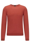 Hugo Boss Crew Neck Sweater In Virgin Wool In Red