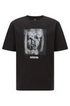 HUGO BOSS RELAXED FIT T SHIRT IN COTTON WITH ANIMAL PHOTO PRINT